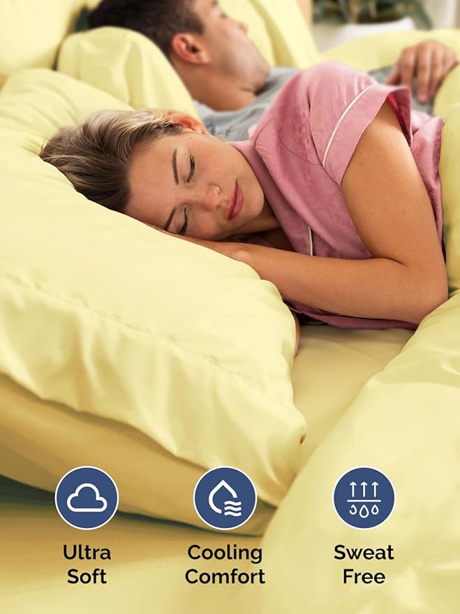 Extra Deep Queen Sheet Set - 6 Piece Breathable and Cooling Sheets - Hotel Luxury Bedding for Women, Men, Kids & Teens - Easy & Secure Fit - Soft, Wrinkle Free and Comfy - Extra Deep Pockets - Yellow