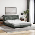 Bed Frame Dark Grey Polyester Queen Decorative Inlays Bed Frame Bed for Hotel Bedroom