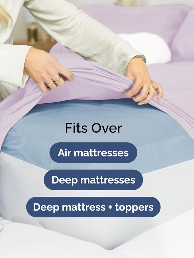 Extra Deep Twin XL Sheet Set - 4 Piece Breathable and Cooling Sheets - Hotel Luxury Bedding for Women, Men, Kids & Teens - Easy Secure Fit - Soft & Wrinkle Free - Extra Deep Pockets - Light Lavender