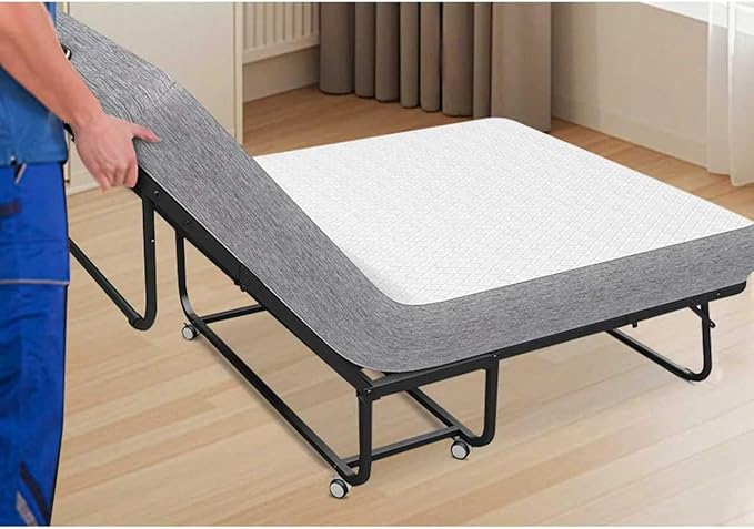 Espsilto Folding Bed with Mattress for Adult - Twin Size75''x38'' Portable Foldable Rollaway Bed for Guest with Thick Memory Foam Mattress