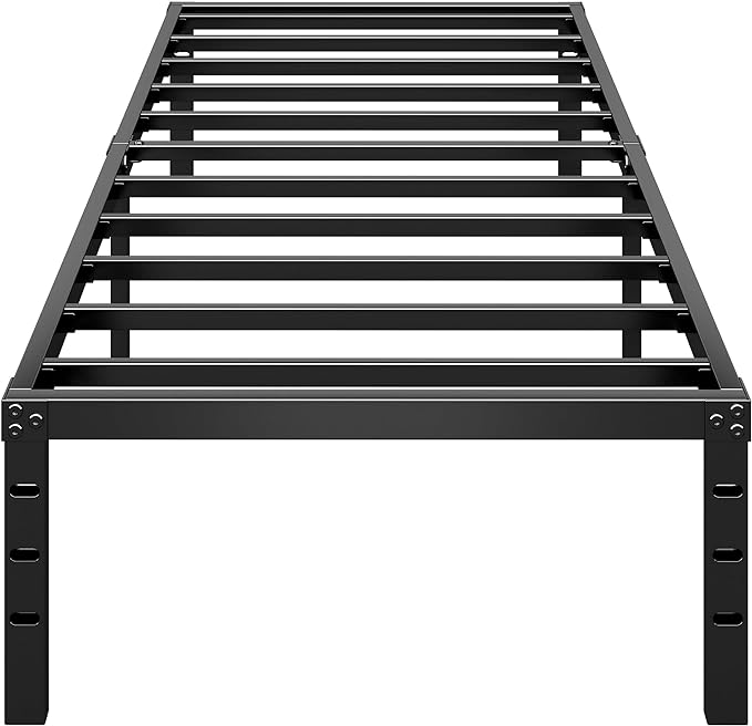HLIPHA Metal Platform Bed Frame 14 Inch Tall Bed No Box Spring Needed,Twin Size Bed with Sturdy Slat Support,Easy to Assemble,Black