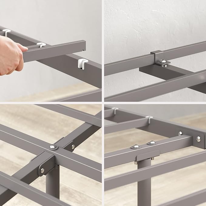 Zinus Florence Metal Platform Bed Frame, Mattress Foundation, No Box Spring Needed, Easy Assembly, Grey, King