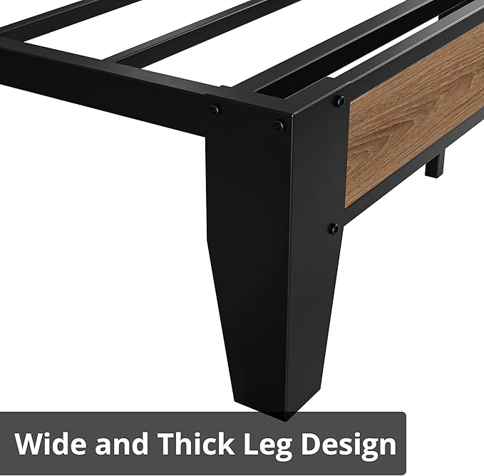 LIKIMIO Twin Bed Frames, Storage Headboard with Charging Station, Solid and Stable, Noise Free, No Box Spring Needed, Easy Assembly, Wood and Cream