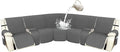 Arfntevss Recliner Sectional Couch Covers 1OO% Waterproof L Shape Sofa Cover for Reclining L Shaped Sectional Slipcover Dog Washable Corner Non Slip Protector (5 Seater with 2 Console, Deep Grey)