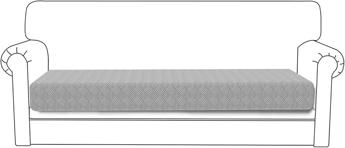 Deep Dream Stretch Couch Cushion Covers Soft Sofa Cushion Cover Replacement Sofa Seat Cushion Slipcovers Furniture Protector with Elastic Bottom(1 Piece Sofa Cushion Cover, Light Grey)