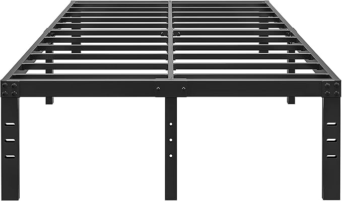 HOBINCHE 16 Inch Full Size Bed Frame - No Box Spring Needed Heavy Duty Black Metal Platform Mattress Foundation, Non-Slip Noise Free Easy Assembly Steel Slats Bedframes with Cleance Storage