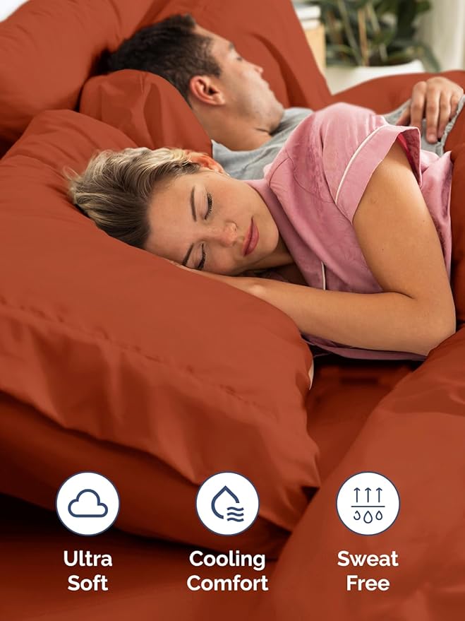 Extra Deep Queen Sheet Set - 6 Piece Breathable and Cooling Sheets - Hotel Luxury Bedding for Women, Men, Kids & Teens - Easy Secure Fit - Soft, Wrinkle Free & Comfy - Extra Deep Pockets - Terracotta