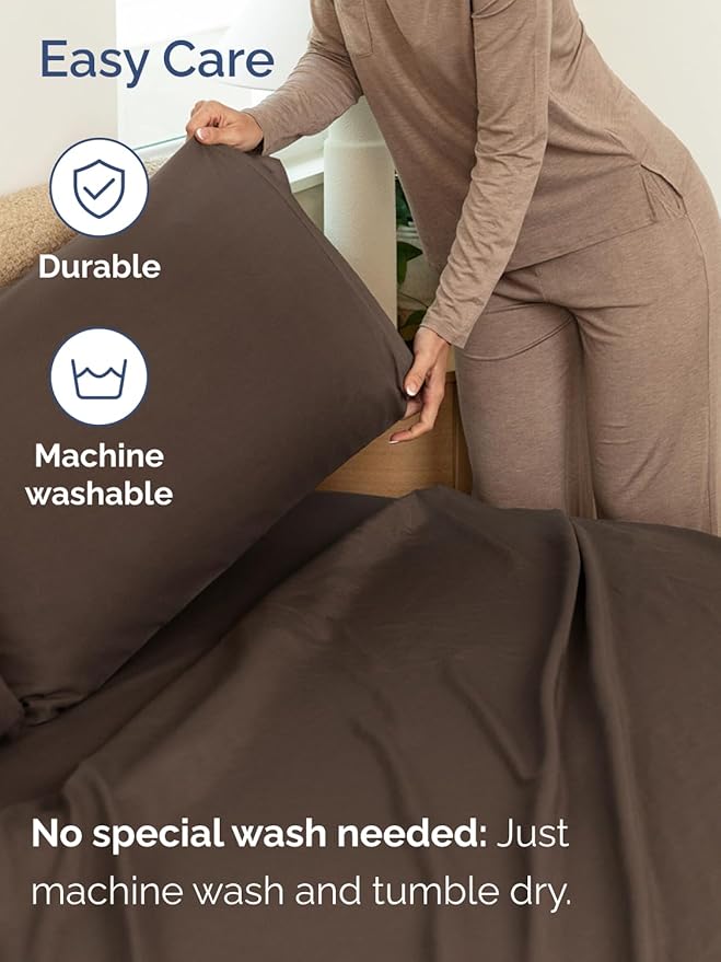 Extra Deep Twin XL Sheet Set - 4 Piece Breathable and Cooling Sheets - Hotel Luxury Bedding for Women, Men, Kids & Teens - Easy & Secure Fit - Soft, Wrinkle Free and Comfy - Extra Deep Pockets - Brown