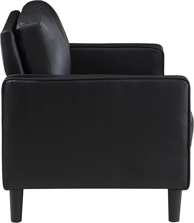 Coaster Home Furnishings - Ruth - Leatherette - Upholstered Loveseat with Track Arms, Attached Seats and Backs, and Straight Tapered Legs - Living Room - Black - 508362