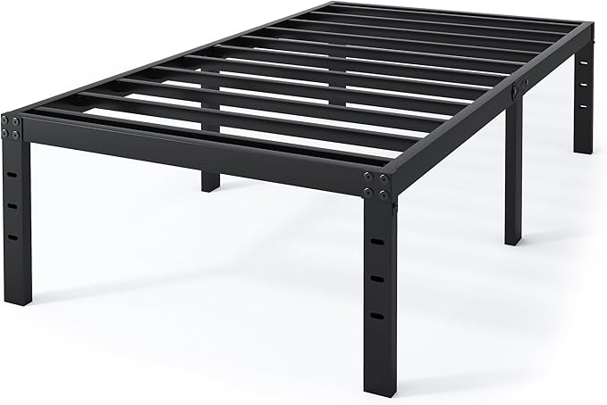 Twin XL Bed Frames - 18 in Sturdy Platform Bed Frame Twin XL, Heavy Duty Metal Bed Frame No Box Spring Needed, Quick & Easy Assembly, No Noise, Black