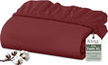 Royale Linens 100% Organic Cotton Fitted Sheet - Percale Weave - Super Soft Deep Pocket Bottom Sheets - Elastic Sheet Twin XL Size - Twin XL Fitted Sheets Only - (39"x80"+15", Red)
