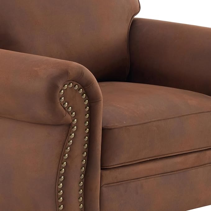 Living Room Furniture Sets,Sofa Sets and Couch Sets for Living Room,Mid-Century Vintage Sofa Couches with Rivet Design (Caramel, Single+Loveseat)