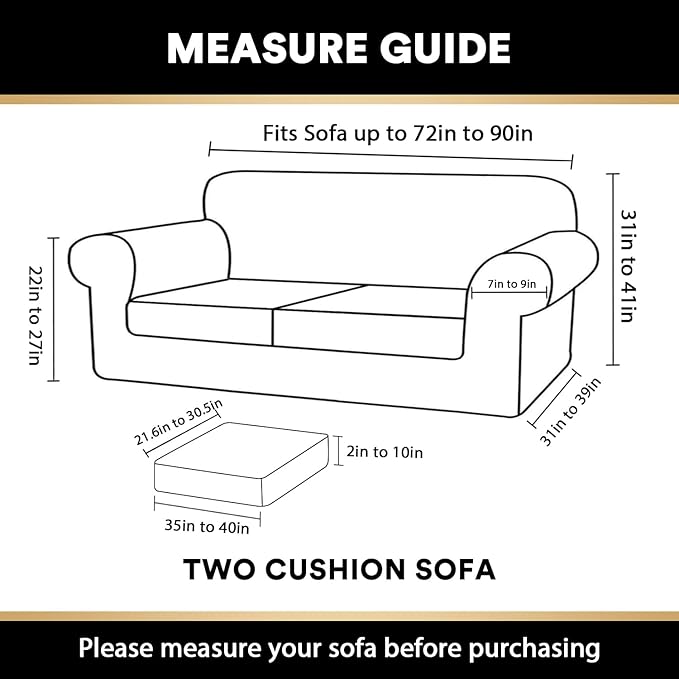 PrinceDeco Couch Cover Velvet Plush Sofa Covers for 2 Cushion Couch Width Up to 90 Inch Washable Furniture Protector Pet Friendly No Slip Sofa Slipcover(Medium-Large, Rust)