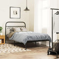 Steel Bed Frame with Headboard, Black Metal Platform Bed for Single Sleeper, Sturdy Mattress Foundation for 39.4x78.7 Inch Bedrooms and Guest Rooms