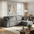 GAOMON Fine Stripe Corduroy Sectional Sofa, l Shaped Modern Corduroy Couch, Comfy Sofa Couch with Deep Chaise for Living Room, Apartment, Hotel, 96" w*61" d*32" h, Dark Grey