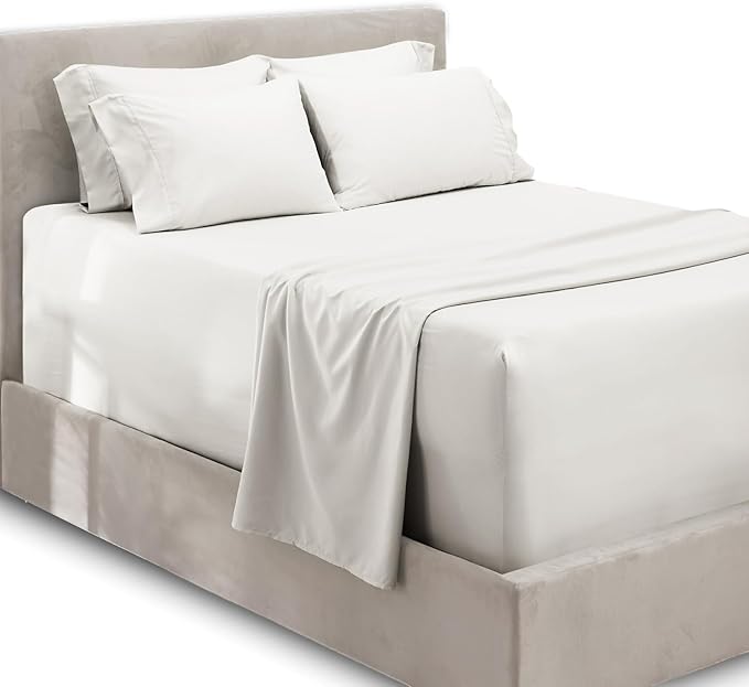 Hearth & Harbor Extra Deep Pocket Sheets - Fits Mattress 18-24 Inches Deep - Extra Deep Pocket Twin XL Sheets Sets - 4 Piece Twin XL Size - White