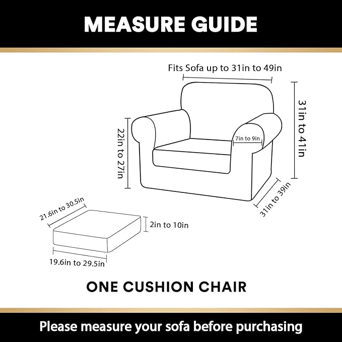 PrinceDeco Velvet Plush Couch Cover Stretch 2 Piece Chair Cover Chair Slipcover Washable Furniture Protector Couch Soft with Elastic Bottom Armchair Cover Width Up to 49 Inch(Small, Grey)