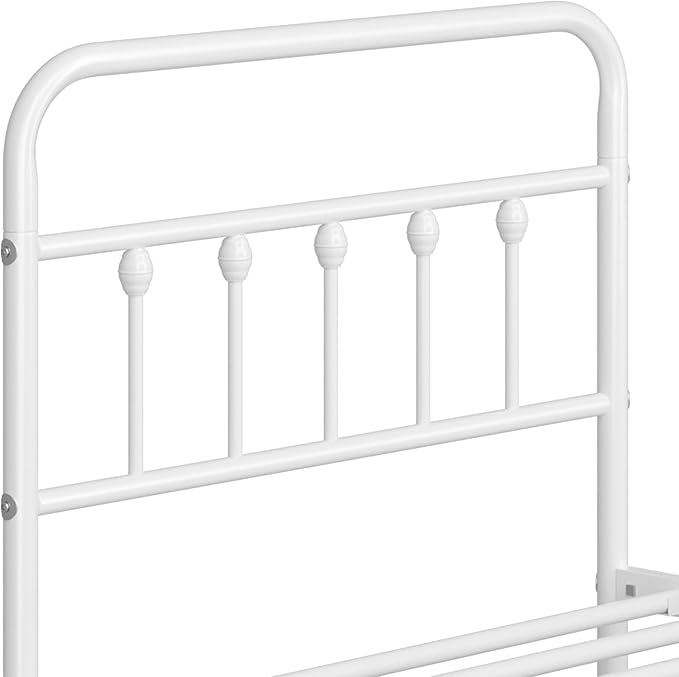 Yaheetech Classic Metal Platform Bed Frame Mattress Foundation with Victorian Style Iron-Art Headboard/Footboard/Under Bed Storage/No Box Spring Needed/Twin Size White