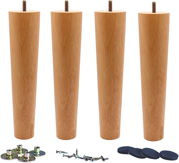 WEICHUAN 10 inch Solid Wood Furniture Sofa Chair Ottoman Dresser Coffee Table Cabinet Couch Legs Heavy Duty(10" Straight Set of 4)