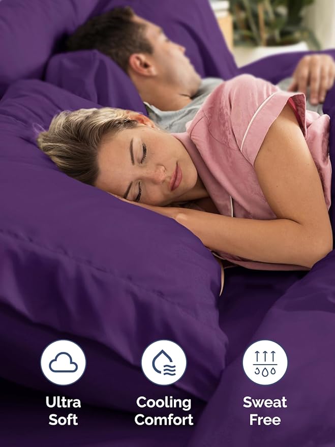 Extra Deep Queen Sheet Set - 6 Piece Breathable and Cooling Sheets - Hotel Luxury Bedding for Women, Men, Kids & Teens - Easy & Secure Fit - Soft, Wrinkle Free and Comfy - Extra Deep Pockets - Purple