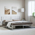 White Metal Bed Frame with Underbed Storage, 72x84 Inch Platform Base for Mattress, Powder-Coated Steel Minimalist Design for Modern Bedrooms, Easy Assembly