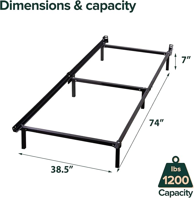 Zinus Michelle Compack 6-Leg Support Bed Frame, for Box Spring and Mattress Set, Twin, Black (AZ-SBF-07T)