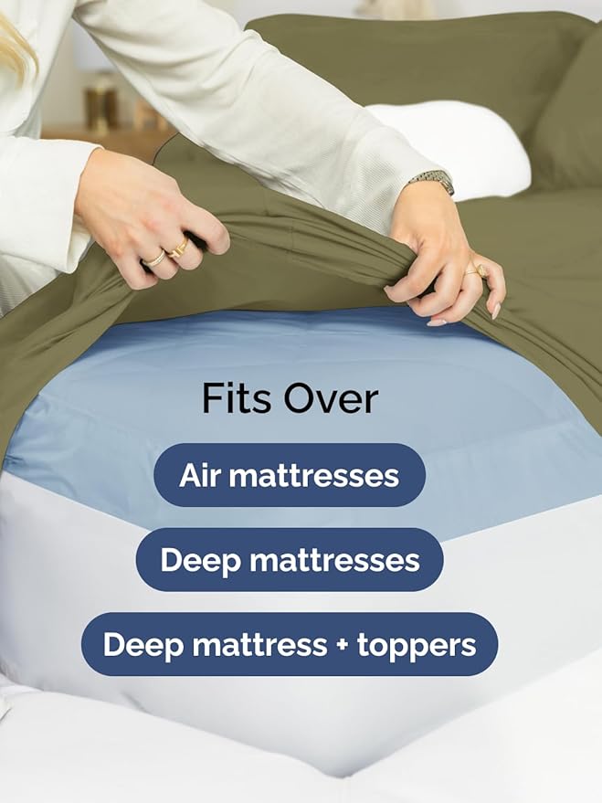 Extra Deep Twin Sheet Set - 4 Piece Breathable and Cooling Sheets - Hotel Luxury Bedding for Women, Men, Kids & Teens - Easy & Secure Fit - Soft, Wrinkle Free & Comfy - Extra Deep Pockets - Sage Green