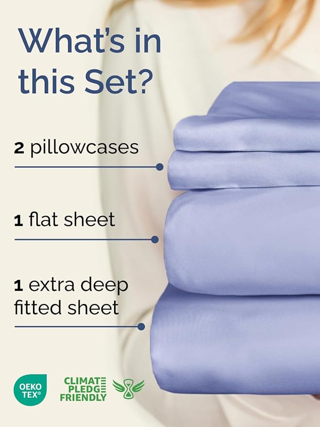 Extra Deep Twin Sheet Set - 4 Piece Breathable and Cooling Sheets - Hotel Luxury Bedding for Women, Men, Kids & Teens - Easy & Secure Fit - Soft, Wrinkle Free and Comfy - Extra Deep Pockets - Lavender