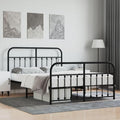 Bed Frame Black Powder-Coated Steel Double Bed Bed Frame headboard Bedroom Furniture for Living Room