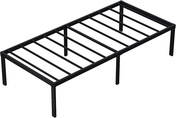 DiaOutro 18 Inch Twin Bed Frame Heavy Duty No Box Spring Needed Metal Platform with Maximum Storage, Easy Assembly, Noise Free, Black