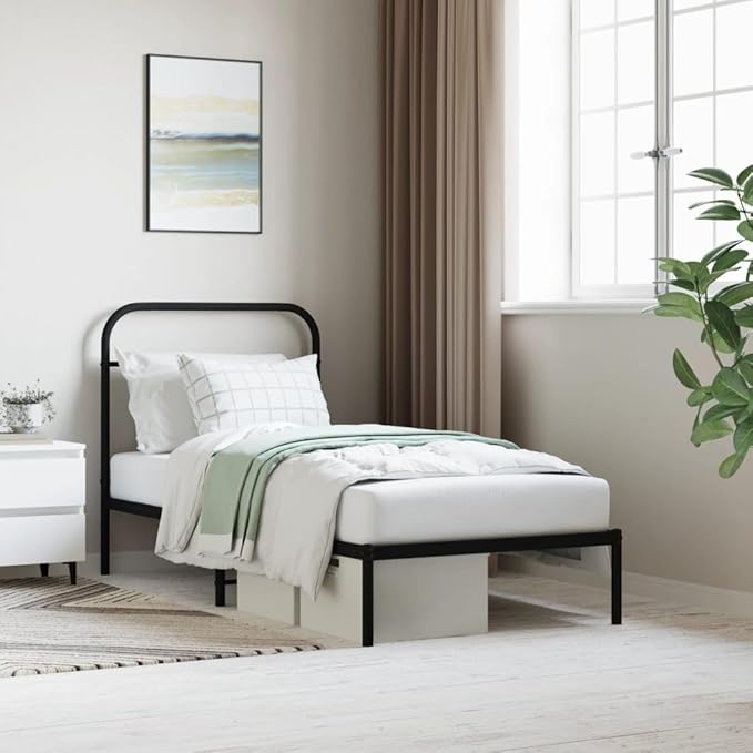 Bed Frame Black Steel Twin Bed Frame Rectangular Industrial Bedroom Furniture headboard for Bedroom