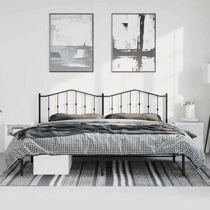 King Size Metal Bed Frame with Powder-Coated Steel, Modern Platform Bed Base for Master Bedroom or Guest Room, Durable and Sleek Design with Roomy Comfort and Easy Care