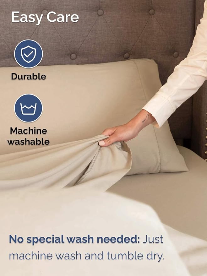 Extra Deep Twin Sheet Set - 4 Piece Breathable and Cooling Sheets - Hotel Luxury Bedding for Women, Men, Kids & Teens - Easy & Secure Fit - Soft, Wrinkle Free and Comfy - Extra Deep Pockets - Cream