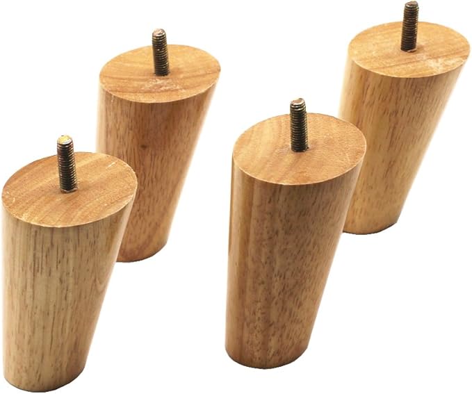 WEICHUAN 4" Solid Rubber Wood Replacement Sofa Couch Chair Ottoman Loveseat Coffee Table Cabinet Furniture Wood Legs(4" Slant Set of 4)