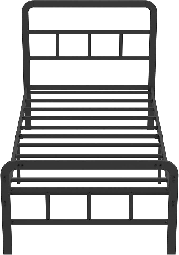 Richwanone 14 inch Twin XL Bed Frame with Headboard and Footboard, Heavy Duty Metal Platform with Steel Slat Support, No Box Spring Needed, Easy Assembly, Black