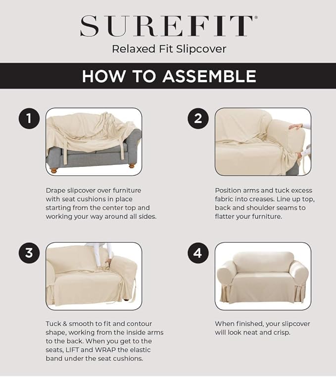 SureFit Home Décor SF44485 Ultimate Stretch Suede Individual Cushion Loveseat Slipcover, Form Fit, Polyester/Spandex, Machine Washable Three Piece Slate Gray Color