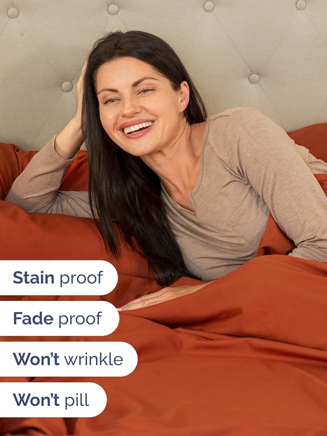 Extra Deep Twin Sheet Set - 4 Piece Breathable and Cooling Sheets - Hotel Luxury Bedding for Women, Men, Kids & Teens - Easy & Secure Fit - Soft, Wrinkle Free & Comfy - Extra Deep Pockets - Terracotta