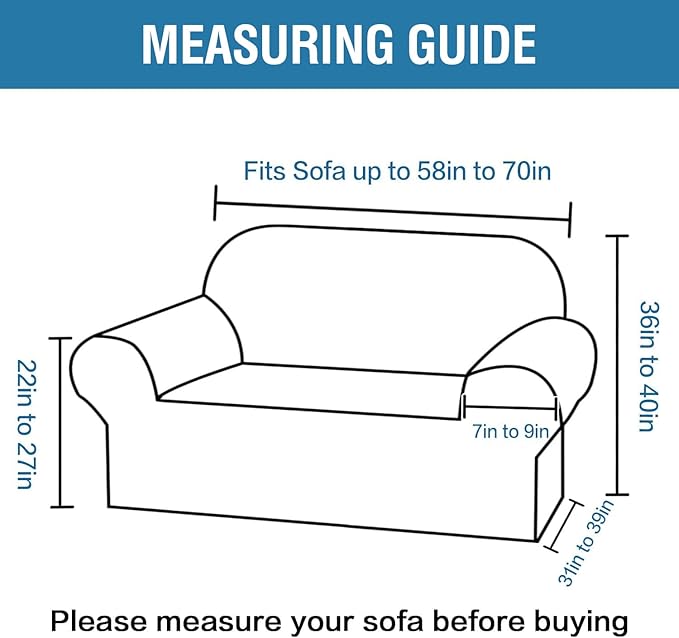 H.VERSAILTEX Sofa Cover 1 Piece Stretch Couch Covers for Sofa Anti-Slip Slip Covers for Sofas/Couches Soft Dogs Slipcovers Washable Upgrade Thick Jacquard Fabric with Spiral Pattern(58"-70", Ivory)