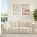 91.5" W Cloud Boucle Sofa for Living Room, Modern Comfy Boucle Couch with Rolled Arms and Soft Pillows, Teddy Oversized Loveseat for Apartment, Studio, Bedroom, Cream White