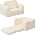 MeMoreCool Toddler Couch Fold Out – 2-in-1 Convertible Kids Sofa Bed with Soft Corduroy Cover, High-Density Foam Toddler Chair for Ages 1–3, Foldable Floor Lounger with Machine-Washable Cover, Beige