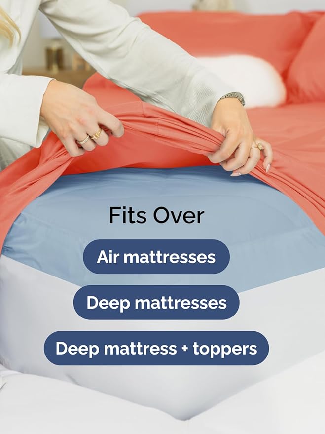 Extra Deep Twin Sheet Set - 4 Piece Breathable and Cooling Sheets - Hotel Luxury Bedding for Women, Men, Kids & Teens - Easy & Secure Fit - Soft, Wrinkle Free and Comfy - Extra Deep Pockets - Coral