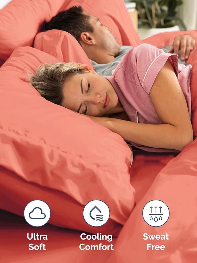 Extra Deep Queen Sheet Set - 6 Piece Breathable and Cooling Sheets - Hotel Luxury Bedding for Women, Men, Kids & Teens - Easy & Secure Fit - Soft, Wrinkle Free and Comfy - Extra Deep Pockets - Coral