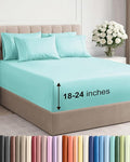 Extra Deep Queen Sheet Set - 6 Piece Breathable and Cooling Sheets - Hotel Luxury Bedding for Women, Men, Kids & Teens - Easy Secure Fit - Soft, Wrinkle Free and Comfy - Extra Deep Pockets - Spa Blue