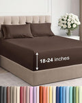 Extra Deep Twin Sheet Set - 4 Piece Breathable and Cooling Sheets - Hotel Luxury Bedding for Women, Men, Kids & Teens - Easy & Secure Fit - Soft, Wrinkle Free and Comfy - Extra Deep Pockets - Brown