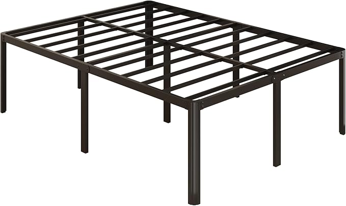 Yicensen 20 Inch Queen Bed Frame Rounded Corner Legs Platform Bed Frame Queen Size, Heavy Duty Easy Assembly, Noise Free, No Box Spring Needed, Black.