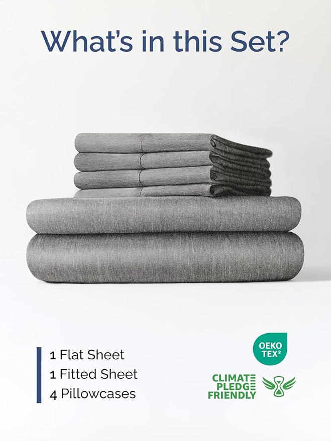 Extra Deep Full Sheet Set - 6 Piece Breathable and Cooling Sheets - Hotel Luxury Bedding for Women, Men, Kids & Teens - Easy & Secure Fit - Soft and Wrinkle Free - Extra Deep Pockets - Heathered Grey
