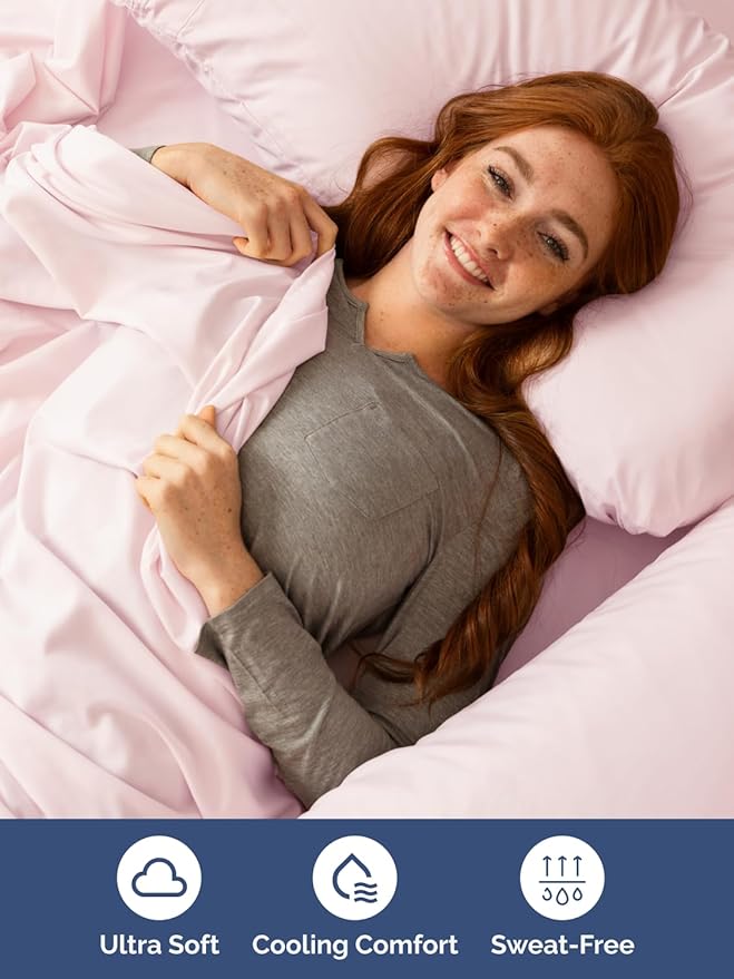 Extra Deep Split King Sheet Set - 7 Piece Breathable and Cooling Sheets - Hotel Luxury Bedding for Women, Men, Kids & Teens - Easy Secure Fit - Soft & Wrinkle Free - Extra Deep Pockets - Lavender Pink