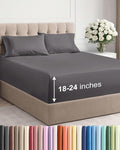 Extra Deep Twin XL Sheet Set - 4 Piece Breathable and Cooling Sheets - Hotel Luxury Bedding for Women, Men, Kids & Teens - Easy & Secure Fit - Soft, Wrinkle Free and Comfy - Extra Deep Pockets - Grey