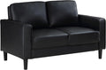 Coaster Home Furnishings - Ruth - Leatherette - Upholstered Loveseat with Track Arms, Attached Seats and Backs, and Straight Tapered Legs - Living Room - Black - 508362