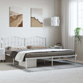 Modern White Metal Bed Frame with Steel Structure, Contemporary Design for Bedroom, Sleek Finish and Durable Support for Couples or Guest Rooms